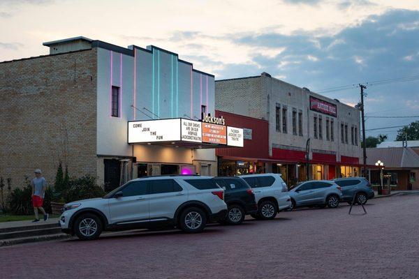 Downtown Gladewater with the Jacksons Theatre also owned by Jackson Foltyn