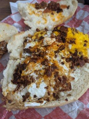 Chorizo, egg, and cheese (mozzarella instead of American for no extra charge) $5.00