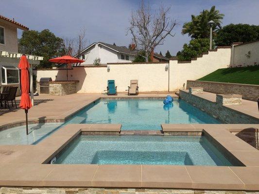 Custom Design and new pool construction for a client in Yorba Linda.