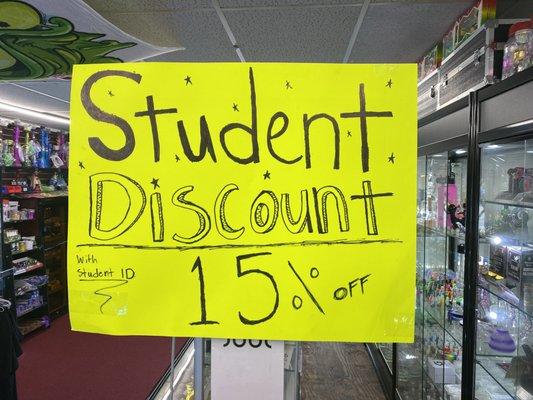 To help out our students we are now providing a Student Discount at 15% and punch cards with buy 8 get 1 free.