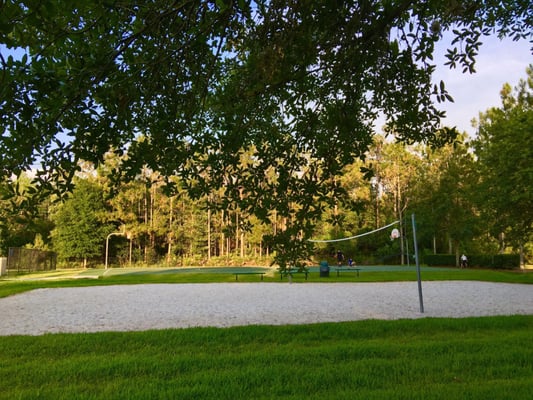 Volleyball net and basketball courts