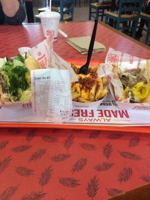 2 small Philly Cheesesteaks & order of Gourmet Fries $14.39