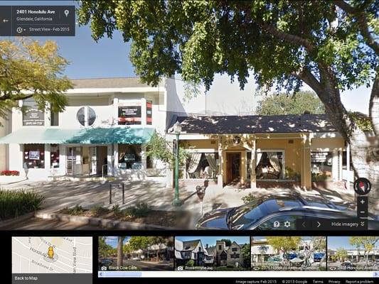 Street view of the corner of Wickham Way and Honolulu Ave, where Hearing Science of the Foothills is located.