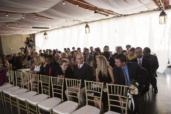 Joe provided the chiavari chairs and the pipe/drape behind the audience. Photo credit: Lucille Lawrence