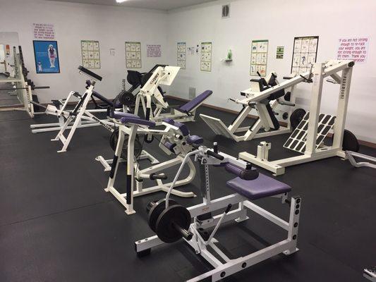 Leg machine room. There's a very small area to the left for stretching that I use for post-workout yoga.