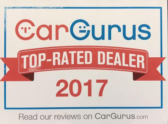 AutoGROVE was awarded Top-Rated Dealer for 2017 by CarGurus!