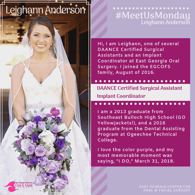 Meet Leighann, one of our DAANCE Certified Surgical Assistants and Implant Coordinator.