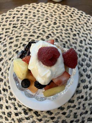 Each breakfast started with a fruit bowl.