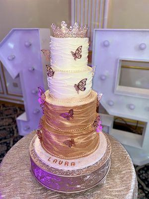 Rose gold Sweet 15 Cake