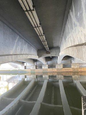 Public utilities under the bridge.