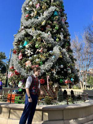 Mario sharing facts of the beautiful tree in DCA.