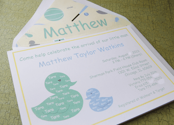 Custom Baby Shower Invitations starting $2.00 each.