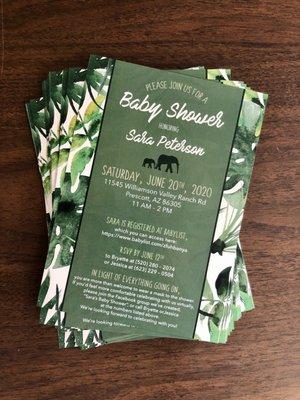 Custom Card Stock Baby Shower Invitations