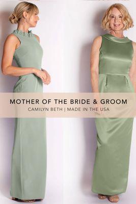 Sage Mother of the Bride/Groom Dresses with no lace or sequin.