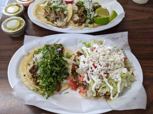 Steak Tacos and Tostada Al Pastor