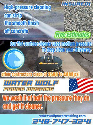 Flat Surface Cleaning: Driveways, Sidewalks, Stone & Concrete Patios, Pavers, Walkways