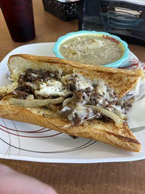 Philly steak. Chicken & Dumplings