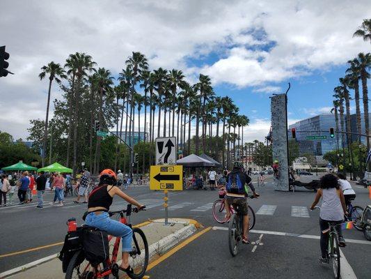 Riding toward Arena Green activity hub