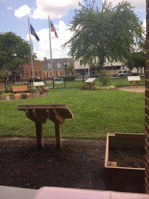 Bar seating overlooking the Children's garden