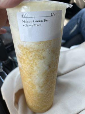 Mango Green Tea with Cheese Foam