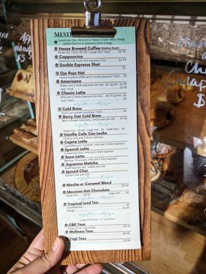 Drink menu