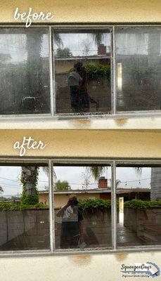 Before and after standard window cleaning