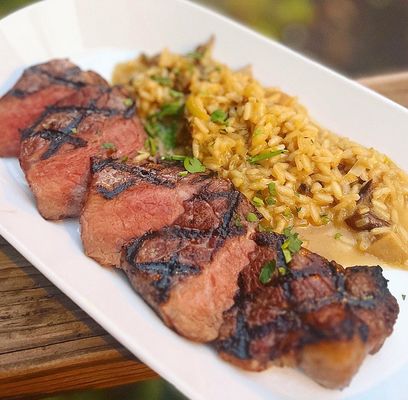 Midwest NY Strip with risotto (October 2023 preparation)