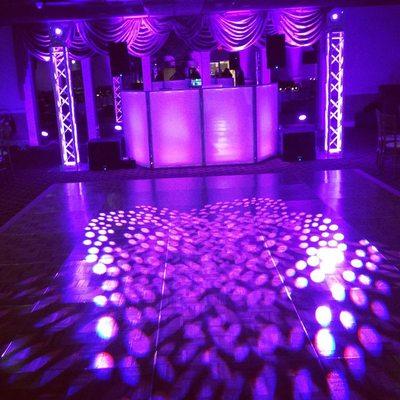 Full Sound system with LED DJ booth, white led trussing & intelligent dance lights