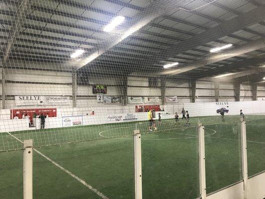 Interior soccer field