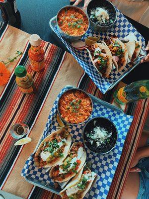 Taco Platter, 3 tacos, rice & beans