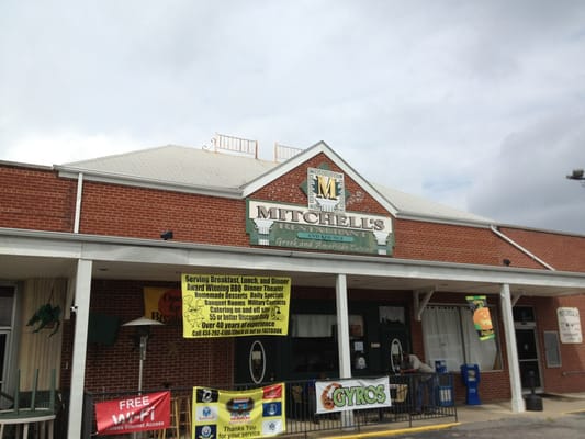 View of Mitchell's restaurant from parking lot