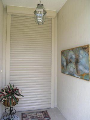 Our manual metal rolldown storm shutters with small cans fits in tight areas and are aesthetically pleasing to the eye.