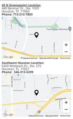 2 Locations in Houston