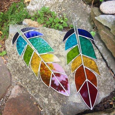 Giant Rainbow feather home decor