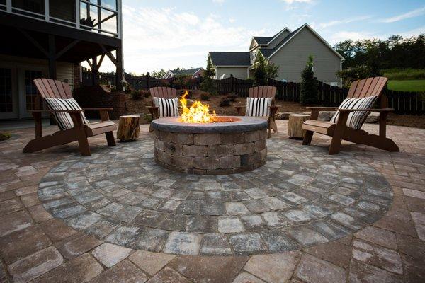 New Belgard paver patio and firepit for those chilly nights. www.HawkinsLA.com