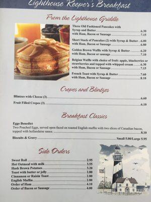 Second page of the breakfast menu.