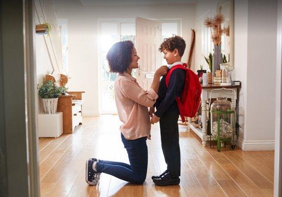 Student excited to start school.