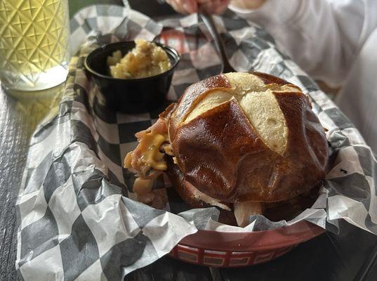 Ham and Bier Cheese Sandwich with German Potato Salad