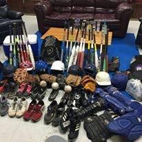 Bats, shoes, gloves, helmets, pads and bags are ready to help kids play.