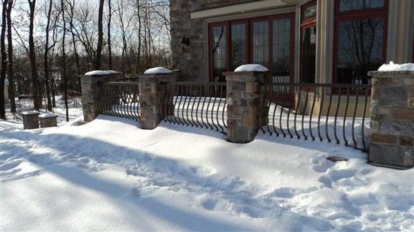 Tri-Boro Fence working thru the winter installing ornamental railing