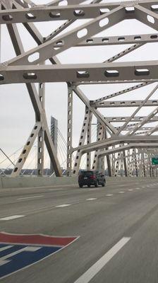 Sits next door to the new cabled Abraham Lincoln Bridge, which carries the northbound traffic of I65.