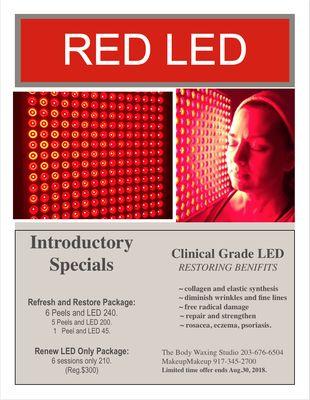 Red L E D anti-aging skin care treatments.