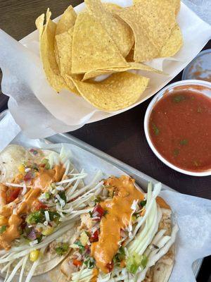 One tilapia and one shrimp taco - so good and fresh!