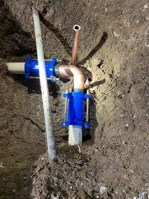 Repaired water leak now with a gentle copper curve