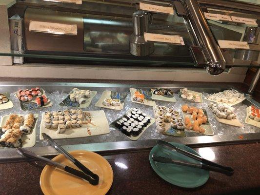 I've never seen such a big variety of sushi at a buffet! They usually only have Cali rolls with no real sushi meat. The eel was my favorite!