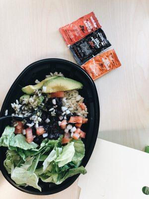 Avocado veggie bowl (perfect size for a light meal), the avocado was perfect ripeness