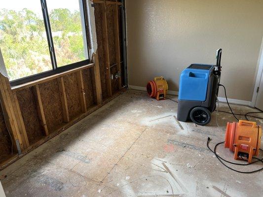 Emergency water damage mitigation (dry out)