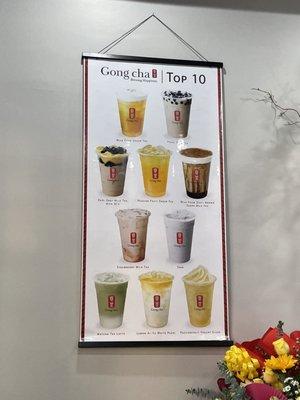 Top 10 drinks menu