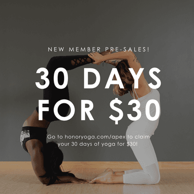 Join now to get 30 days of unlimited yoga for only $30!