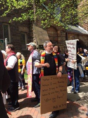 Rev. Joe Summers at a Poor People's Campaign protest in Lansing, June 2018